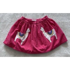Mini Boden Skirt Size 4 5 Pink Corduroy Llama Aplique Embroidered Lined